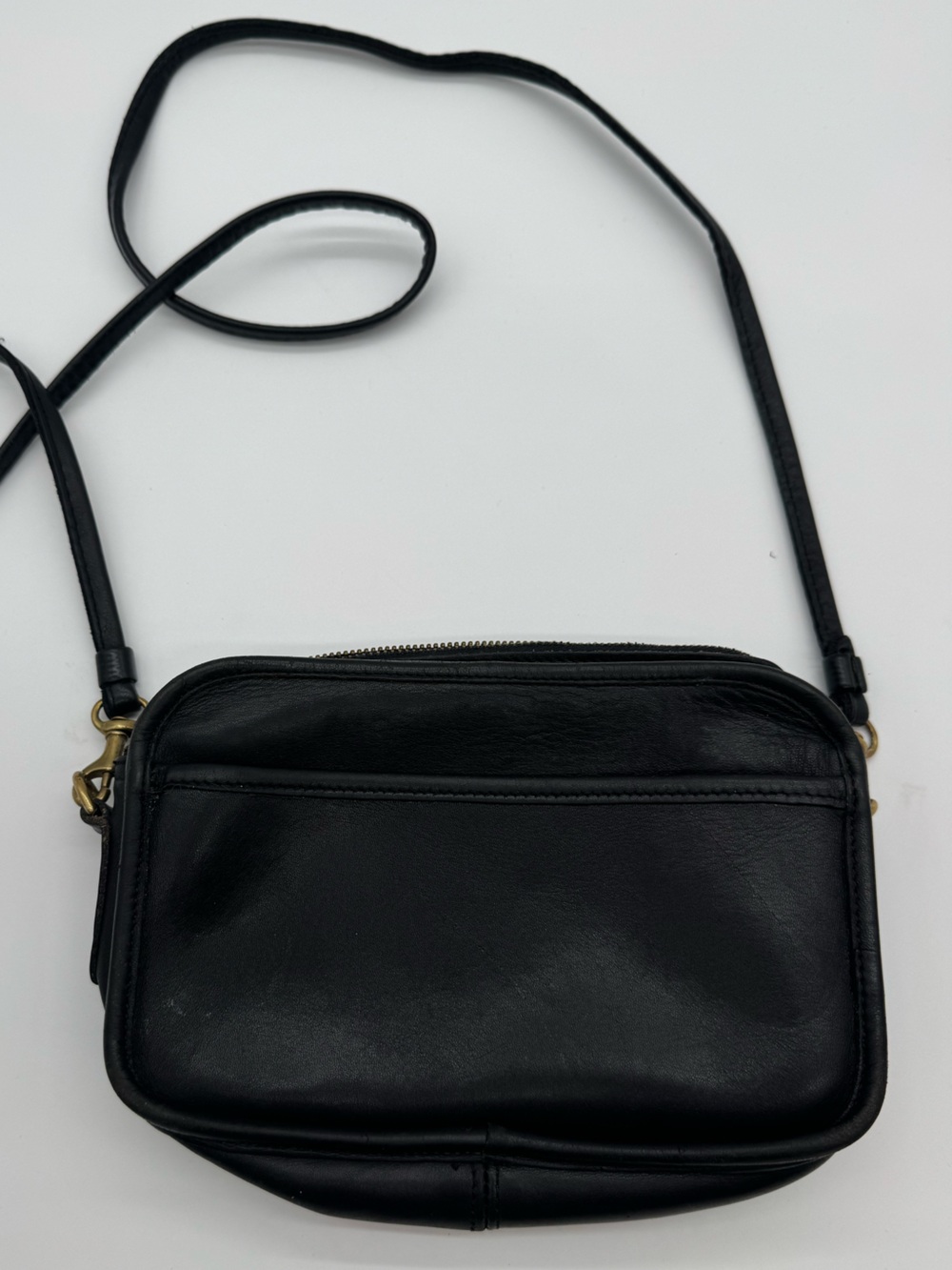 Vintage Coach Black Leather Crossbody Camera Bag Brass Hardware USA